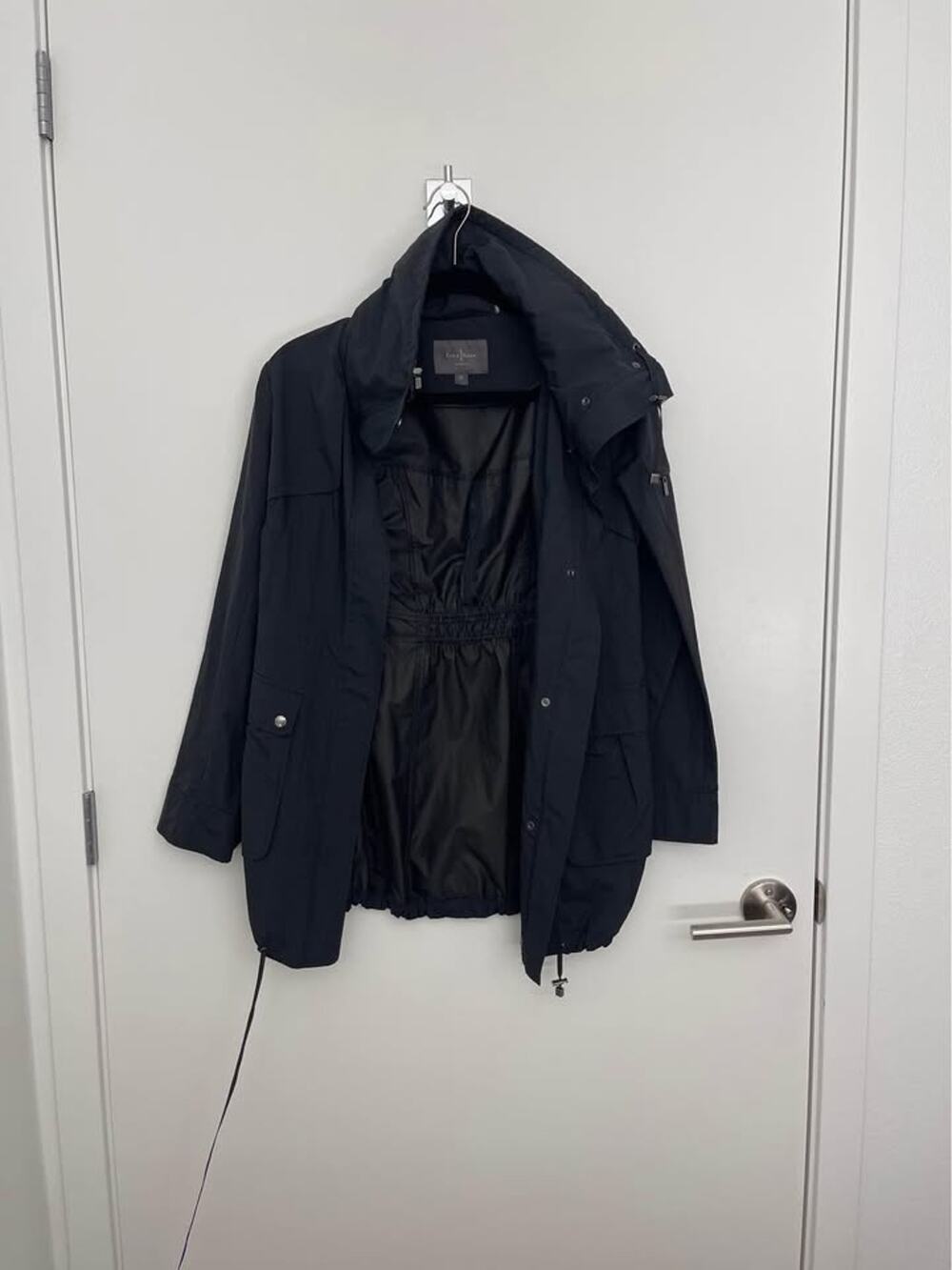 Cole Haan Black Packable Hooded Raincoat - Small